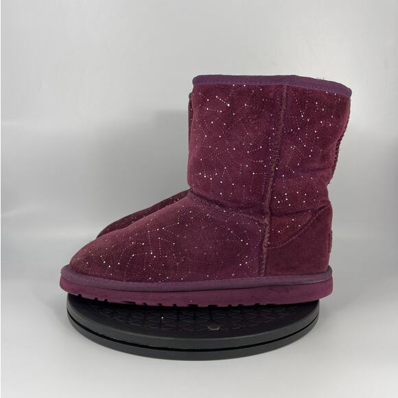 Womens UGG Australia Classic Short Mini Boots Size 5 Maroon Gray - Picture 1 of 5